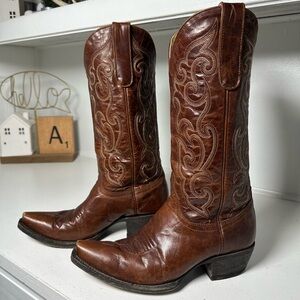 Cavender’s Cowboy Boots Brown Leather Embroidered Western Cowgirl Women’s 7